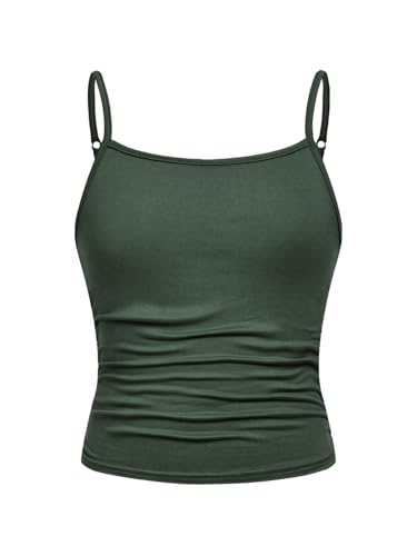 Image of SOLY HUX Girl's Tank Tops 3 Packs Cute Ruched Spaghetti Strap Camisole Slim Fit Undershirts