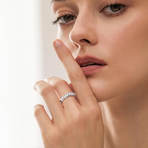 DAYBYDAY Moissanite Wedding Bands for Women Half Eternity Band Rings Moissanite Aniversary Ring Size 83