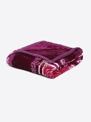 Image of Monte Carlo Regal Gold Double Bed Winter Blanket Single Ply 510 GSM | 2.5 KG (210 x 205 CM) Wine