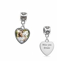 Personalized Heart Floral Photo Charm