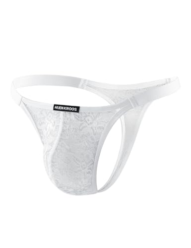 Mauro Kane String Dentelle Homme Lingerie Transparent sous-vêtements Blanc
