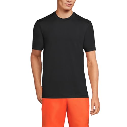 Lands' End Mens SPF Short Sleeve Cooling Tee Black Regular Large