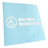 Kiwistar - Autoaufkleber - Weiß - 20x6cm Rollstuhl - 2m Abstand halten - Heckscheibe Auto Aufkleber wetterfest für Kfz LKW Mofa Truck - Sticker außen selbstklebend Tuning Zubehör für Fenster Fahrzeug
