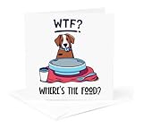 3dRose Greeting Card - Cute Funny Labrador Retriever Dog WTF Wheres the Food Pun - Pets