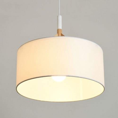 Grand lustre à tambour blanc luminaire suspendu chic en tissu pour chambre à coucher