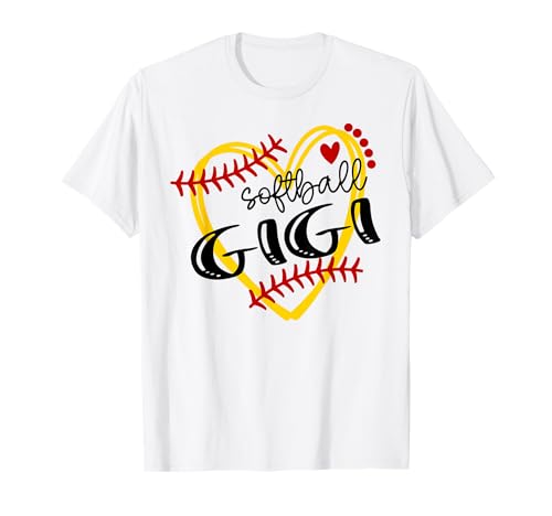 Personalized Softball Heart Tee Cute Gigi Women Softball T-Shirt