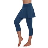 ANIVIVO Women Tennis Skirted Leggings with Pockets, Capris Yoga Leggings with Skirts&Tennis Pickleball Clothing