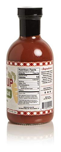 True Made Foods Vegetable No Added Sugar Ketchup, Paleo Certified, Keto, Whole30, Non-GMO, 18oz Glass Bottle