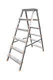 GIERRE Scala Doppia Salita in Alluminio STYLO - 5 Gradini + Piano, Antiscivolo, Portata 150 kg