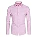 VANCOOG Men's Slim Fit Dress Shirts Stretch Wrinkle-Free Long Sleeve Casual Button Down Shirts-Pink-XS