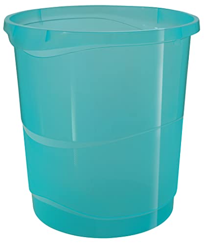 Esselte Papelera de 14L Apilable de Plástico, Contenedor para Basura y Reciclaje, Casa y Oficina, Diseño en Relieve, Gama Colour'Breeze, Azul, 626289