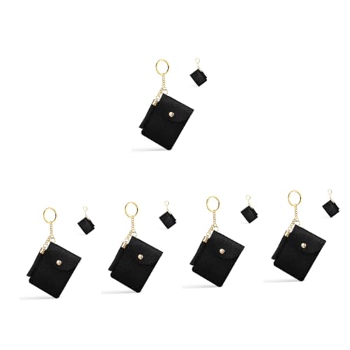 Porte-clés mini pochette PU avec pompon : lot de 5 porte-cartes d'identité