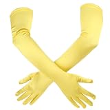 Long Satin Gloves Costume for Women, 1920s Elbow Length Dress Gloves, 22in