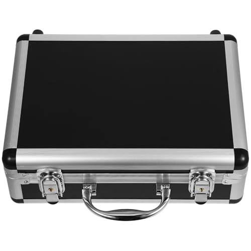 SEWACC Aluminium Werkzeugkoffer Schwarz Robuster Metallkoffer mit Sicherem Schloss Leichter Tragbarer Handgepäck koffer für Profis Multifunktionale Aufbewahrung und Effiziente