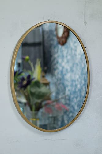 Image of Quality Glass Metal Frame Oval Wall Mirror Royal Mirror Home Decorative Mirror Modern Mirror Living Room Mirror Wall Mirror Bathroom Mirror Size 18x24 inches Color Brown MF 43