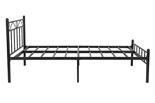Image of Metallika London Queen Size Metal Bed (Glossy Finish, Dark Black) by FurnitureKraft (FK /DB /3121 Q R)