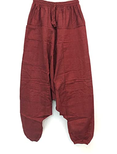 HCZ Pantalones Bombacho Hippie (budeos Liso, L/XL)