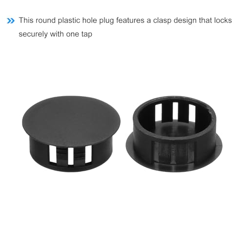 Image of MECCANIXITY 100PCS 25mm(1 inch) Black Plastic Hole Plugs, Flush Type Panel Hole Plugs Insert End Caps for Locking Hole Tubes Furniture Cabinet