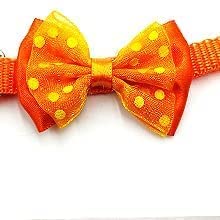 Image of Cat Collars I Color Full with Bell and I Bow Kitten and Small Dogs I Soft Adjustable Collar Safe I Solid and Protection for I Cats and Puppies Cute with Bow Design I (Color May Vary) (Orange)