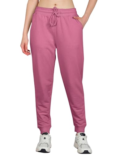 Image of Vogaan Women's Cotton Blend Regular Fit Track Pants | Drawstring Waist Solid Joggers | Super Combed Casual Joggers for Running & Gym