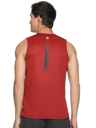 Image of DOMIN8 Men's 100% Spun Polyester Sleeveless Basketball Sports Gym Tank top| Breathable Moisture Wicking Anti Odor Sleeveless t Shirt for Men| Running Workout| Fashion Vest Red