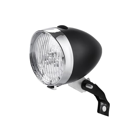 Jorzer Front Bike Light with Bracket, Waterproof 3 LED Vintage Bike Headlight, Battery Powered Plated Lights for Night Riding with Button Switch.