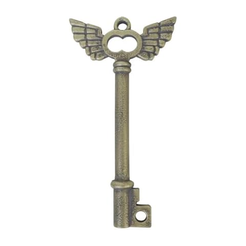 Esvinte Vintage Wall Sculpture Bronze Gold Key Wall Decor Antique Decoration Pediment Hallway Art Statue for Living Room Office Bedroom Gallery,Handmade Gift,A Whimsical Art Piece with Intricate Textures (Brassy Wing) Cover