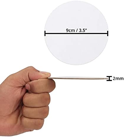 BELLE VOUS Round Pulpboard Coasters (100 Pack) - 9cm / 3.5 inches Diameter - Blank White Cardboard Beer Mats for DIY Art and Craft Projects, Letterpress Paper Designs, and Home/Wall Decorations