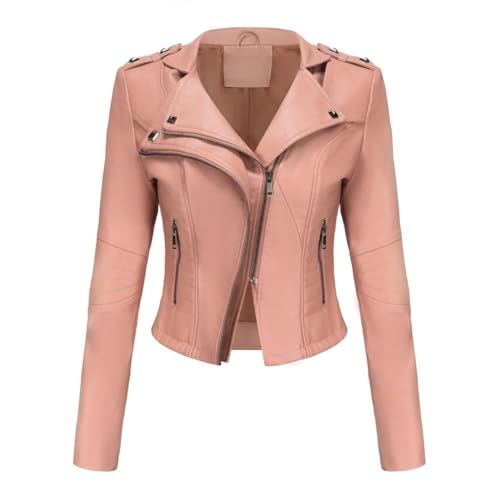 Women's Genuine Leather Jacket Slim Fit Motorcycle Style With Zipper For Spring Fall Outerwear2