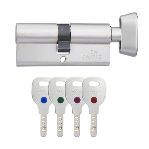 Image of Godrej Cylinder | Europrofile Ulturo XL+ | 1CK 70mm | Satin Steel Finish | Door Thickness Upto 50mm | 4 Keys