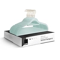 KEPLIN Velvet Hangers 20 Pack - Non-Slip Clothes Hangers with Tie Bar & 360° Hook - Durable & Sturdy, Space-Saving Wardrobe Organisers for Suits, Jackets & Clothes- Home Storage Solution (Mint Green)