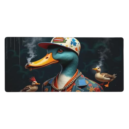 Tapis de souris de jeu grand format canard bleu et sous-main de bureau