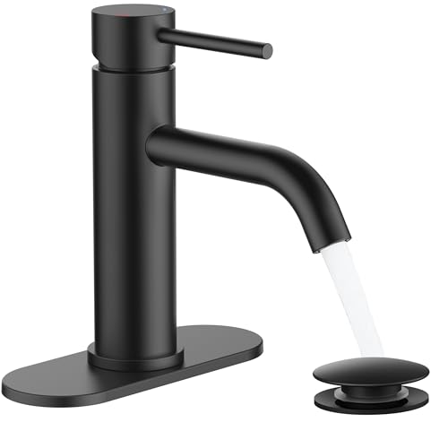 FORIOUS Matte Black Bathroom Faucet 1 or 3 Hole, Modern