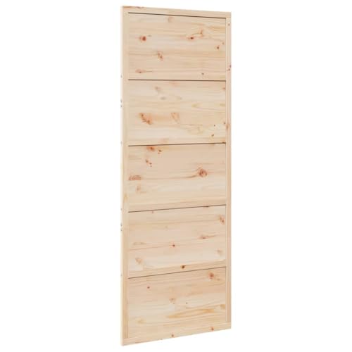Vidaxl Puerta De Granero Corredera En Madera Maciza De Pino 80x208 Cm Para Baño Y Hogar