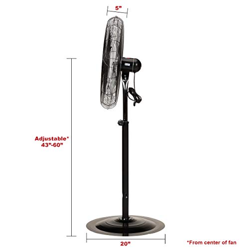 Tpi Corporation Cacu30-Po Oscillating Commercial Pedestal Fan, 30" Blade Diameter, Unassembled, Includes Pedestal Mount Kit, 3 Speed 120 Volt Motor, 9' Cordset, Black #TOP4
