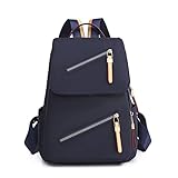 PURPLELILY Mochila de piel sintética para mujer, mochila escolar para adolescentes, gran capacidad, para niñas, viajes, mujeres, gran capacidad, piel sintética, para estudiantes, azul marino