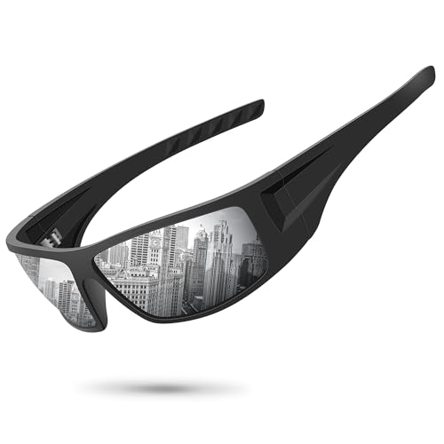 Image of Polarized Sports Sunglasses for Men Women,Driving Fishing | UV400 Protection Anti-Glare Lens, Wrap Around Sunglasses for Cycling,Hiking,Golf & Outdoor Sports Unbreakable Frame