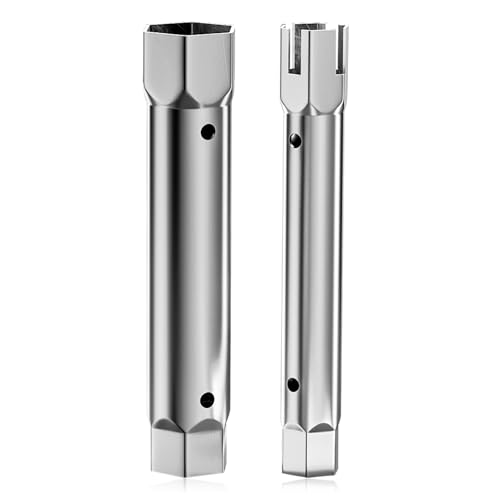 BGCCWJ Tubular Box Spanner,2Pcs Plumbers Spanner Wrench,23mm-27mm and 34mm-40mm Metric Box Wrench with Sealing Tape,Dual-Ended Tubular Torque Bar Socket for Plumbing Installations and Vehicle Repairs