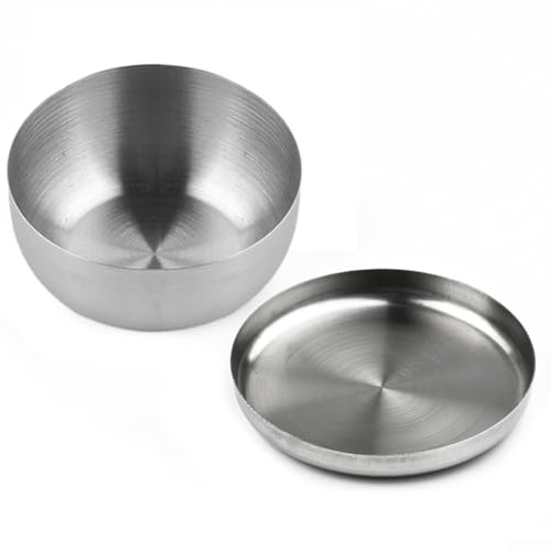 Honseadek Cuenco de acero inoxidable 304 con tapa, cuenco de arroz de una sola capa para cocina, preparación de alimentos, camping, picnics, apto para lavavajillas, (170 ml/320 ml) (8,5 cm)