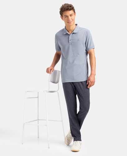 Image of Jockey AM38 Men's Microfiber Fabric Solid Half Sleeve Polo T-Shirt with StayDry & StayFresh Technology