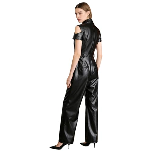 Combinaison de travail femme cargo en cuir synthétique noir XXL - 2