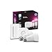 Philips Hue Smart Light Starter Kit - Includes (1) Bridge, (1) Dimmer Switch and (2) 60W A19 LED Bulb, White and Color Ambiance Color-Changing Light, 800LM, E26 - Control with App or Voice Assistant