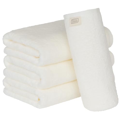 Kenkyujo Towels Volume Rich #003 Bath Towel White Set of 4 Hotel-Grade Thick Plush Voluminous Quick Absorption Durable 100% Cotton 480 GSM Japan Technology