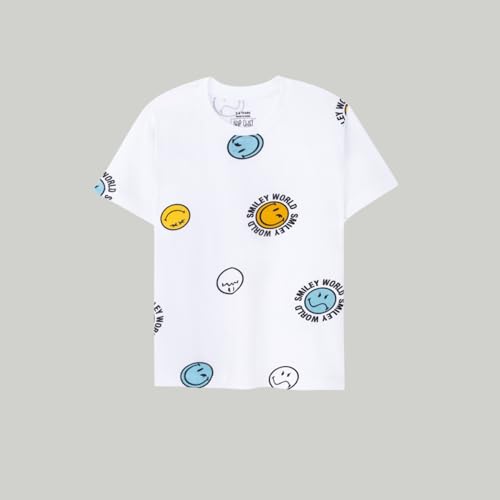 Image of Nap Chief Kids Cotton Official Smiley World Printed Co ord Set for Boys & Girls, Tshirt & Joggers Set for Casual Wear