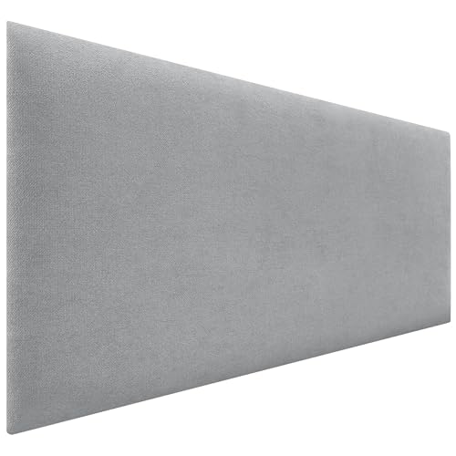 DHOME Cabecero Tapizado Liso de Tela Aqualine Altura 70CM Grosor 4cm y 8cm para Pared Acústicos Cabeceros Cabezal Absorbentes Cama Dormitorio (Tela Gris Claro, 135cm, Grosor 4cm)