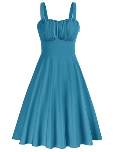 Image of Belle Poque Vintage Floral Dress for Women 2026 Summer A-line Sleeveless Flowy Midi Elegant Wedding Guest Cocktail Dress