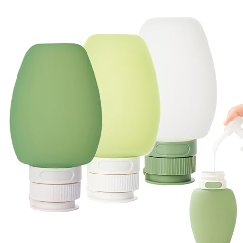 Uhngw Botella De Viaje Tamaño Viajero | Envases De Silicona Para Artículos De Higiene Juego De 3 - Diseño Antifugas, Apretable, Accesorios Portátiles para Mascotas en Avión, Vacaciones y Viajes de