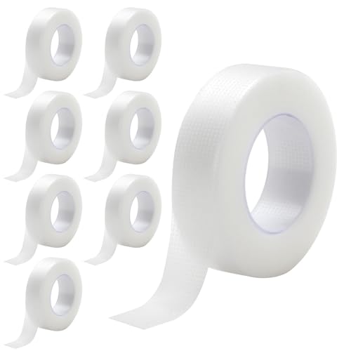 8 Rolls Lash Extension Tape Adhesive Eyelash Tapes Breathable Micropore Fabric Makeup Medical Tape for Sensitive Skin False Eyelash Patch Supplies Makeup Wound Care9M Each Roll
