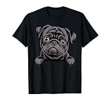 Black Pug Funny Peeking Pocket Puppy Dog Lover T-Shirt