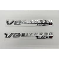 2 stuks spatbord windvaan luchtbadge decorsticker V8 BITURBO-embleem compatibel met Mercedes Benz AMG GT S ML SL Klasse CLA GLA SLK SLS CLS W220 (kleurnaam: helder zwarte hoes